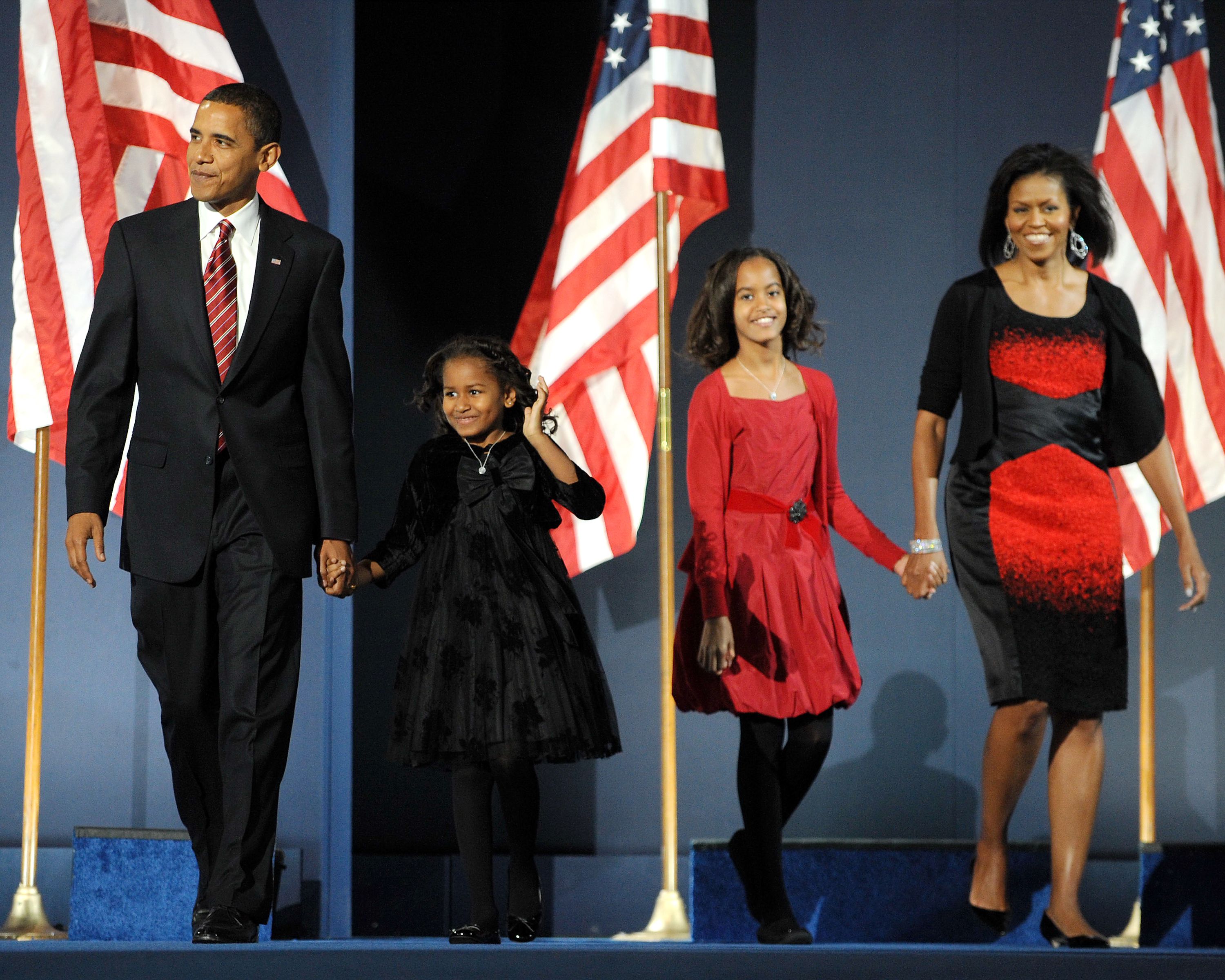 Senator Barack Obama with his daughters Sasha and Malia, and