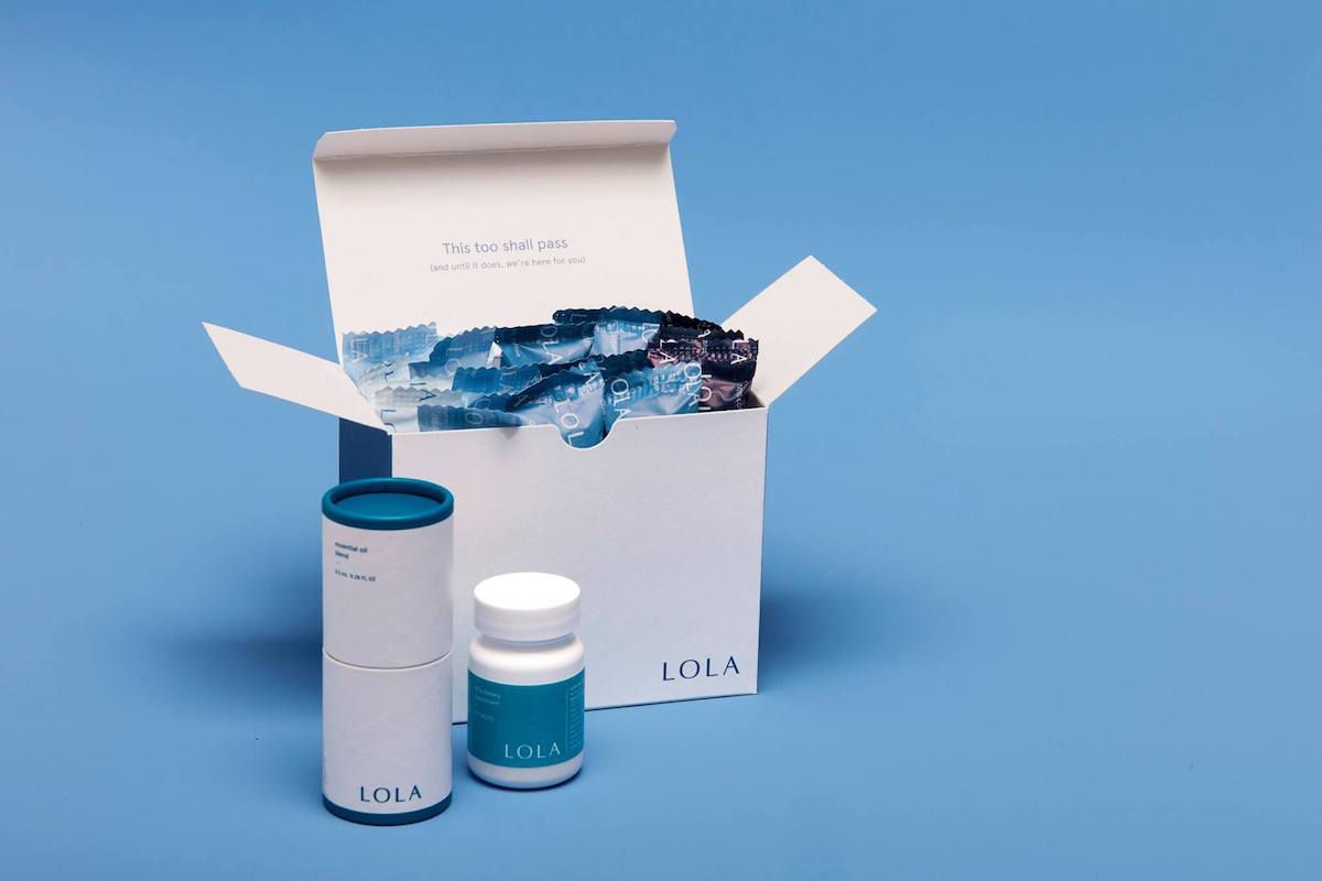 LOLA tampons and condoms A box of LOLA tampons and period-care products