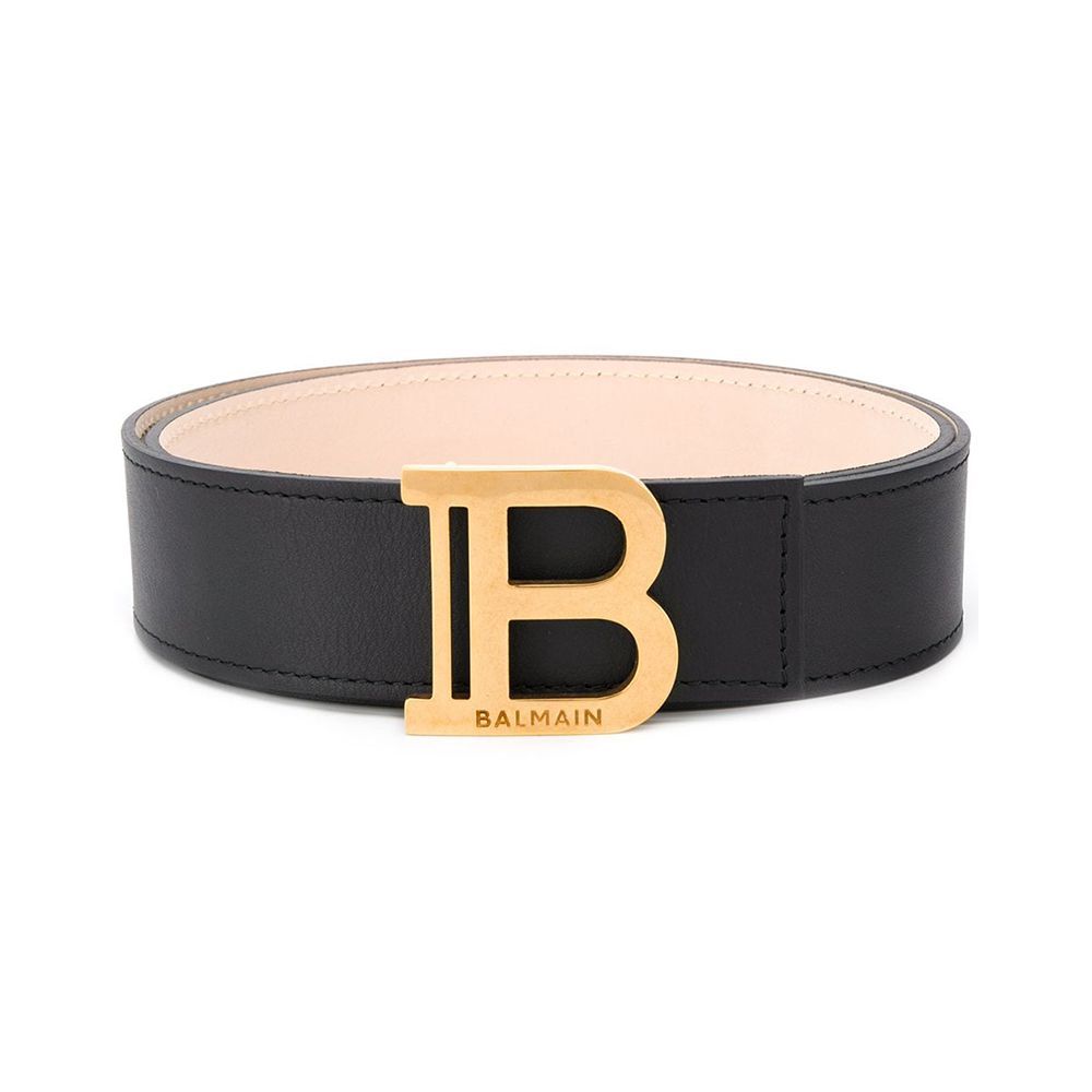 Black leather B-Belt belt Black leather B-Belt belt