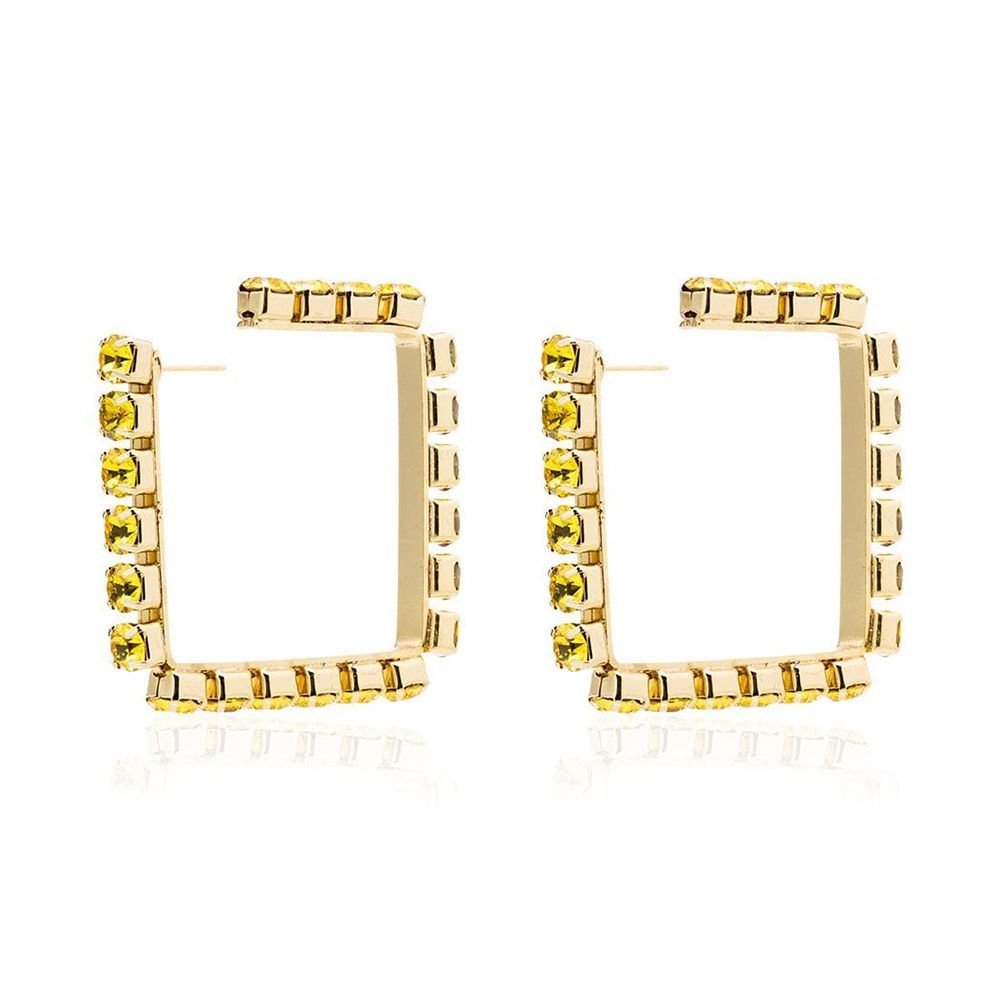Crystal-Embellished Square Hoops Crystal-Embellished Square Hoops