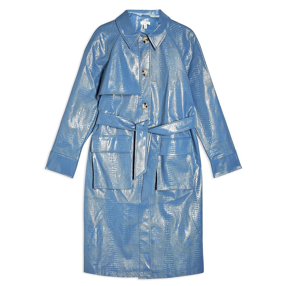 Faux Croc Trench Coat