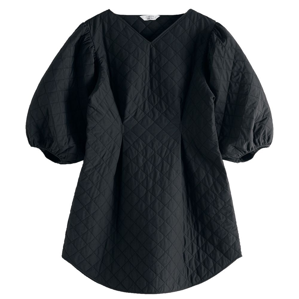 Quilted Puff Sleeve Dress