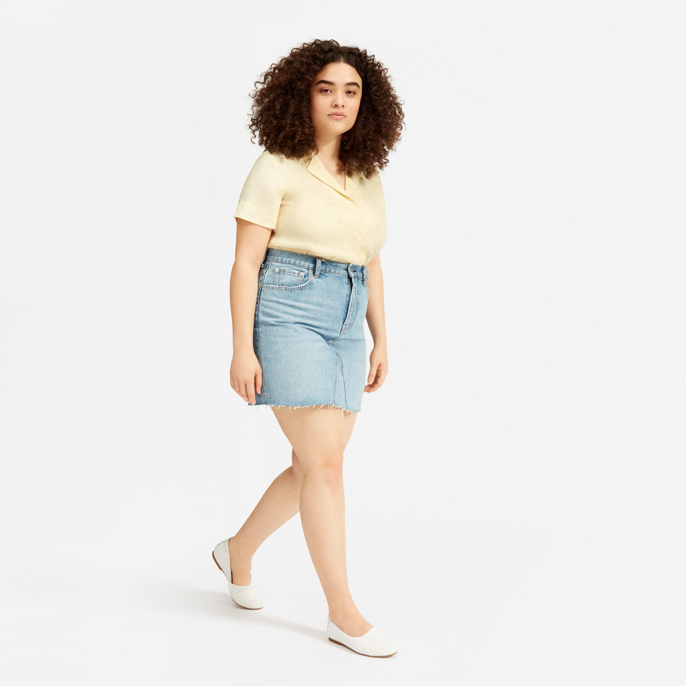 The Reconstructed Denim Skirt - Vintage Light Blue (Raw Hem)