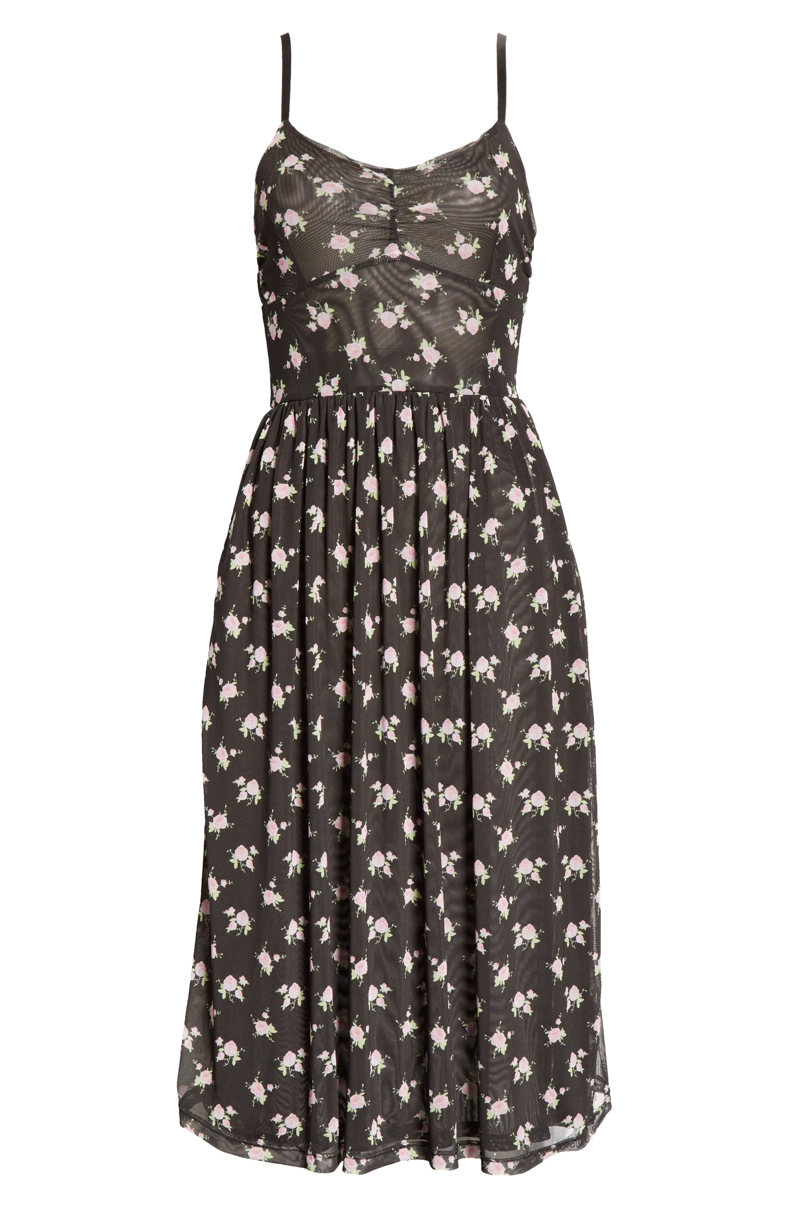 Misty Floral Mesh Midi Dress