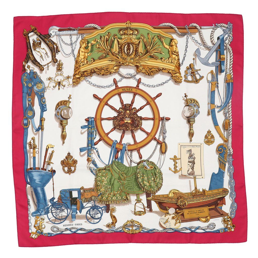 Bateau A Vapeur De Jouffroy D'Abbans Scarf Printed Silk 90 Bateau A Vapeur De Jouffroy D'Abbans Scarf Printed Silk 90