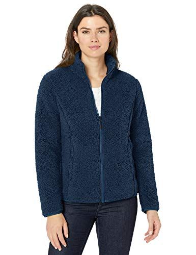 Polar Fleece Lined Sherpa Full-Zip Jacket in Navy