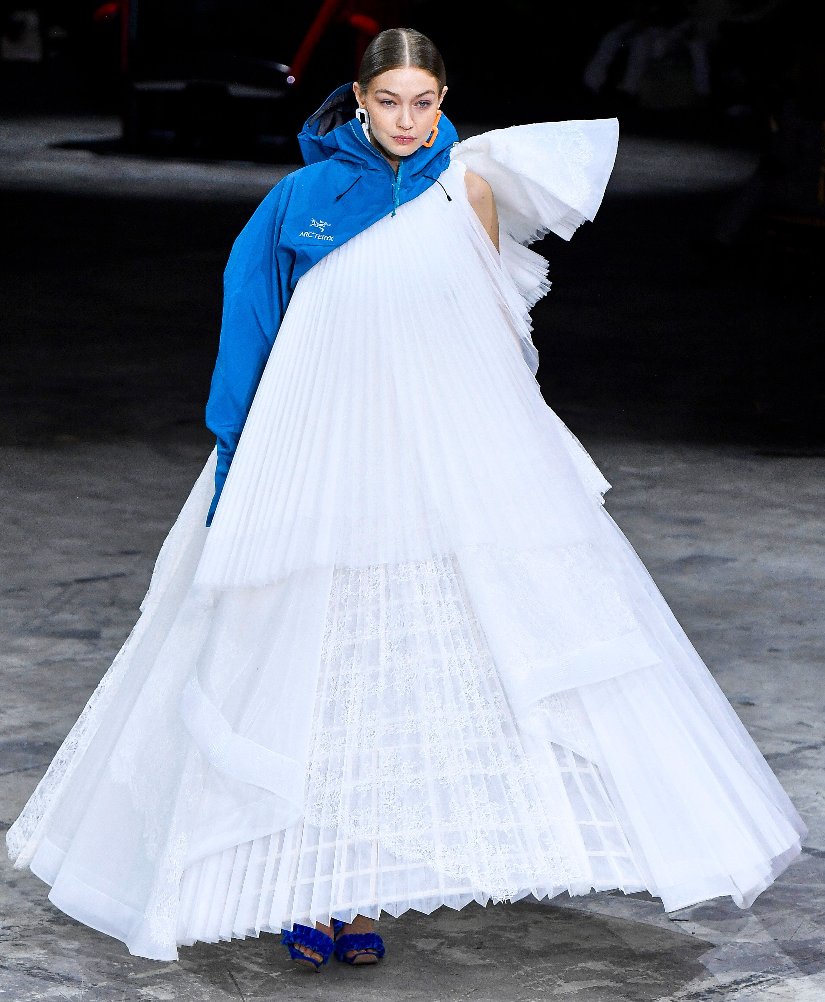gigi hadid walks off white’s fall 2020 show