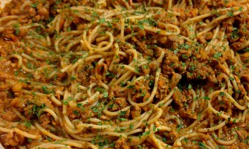 Спагетти-с-куриной-печенкой-и-сыром Спагетти с куриной печенкой