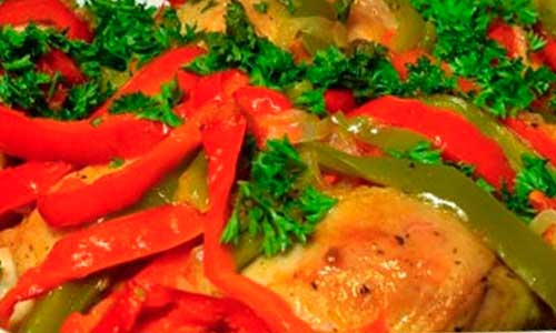 Цыпленок-со-сладким-перцем-и-сыром перцем и сыром