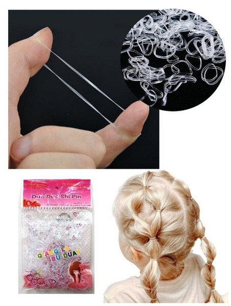 Charites / Резинки для волос (9703) , силиконовые прозрачные, для плетения косичек, причесок, 300шт/уп