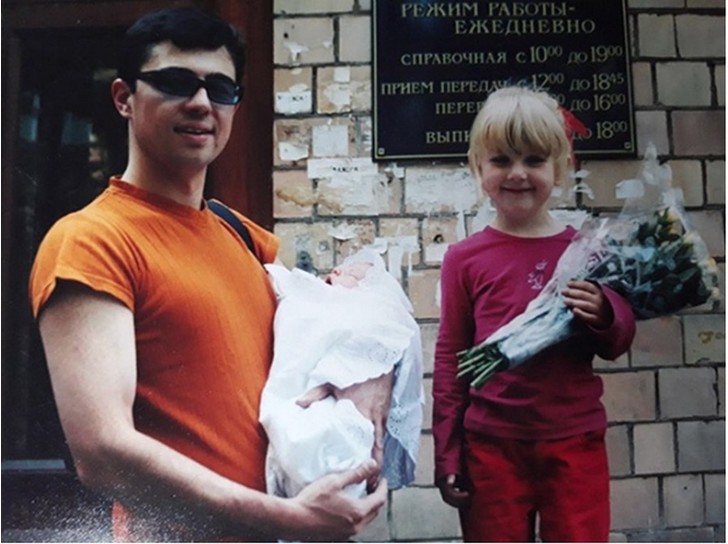 Сергей Бодров с дочерью Ольгой и сыном Александром